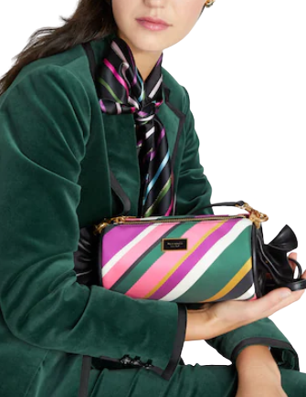 Kate Spade New York Sweet Treats Festive Multi Stripe Jacquard Small Barrel Bag
