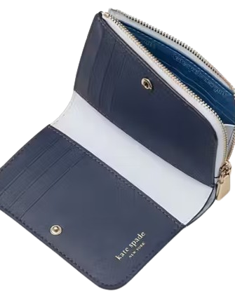 Kate Spade New York Ava Colorblocked Pebbled Leather Zip Bifold Wallet