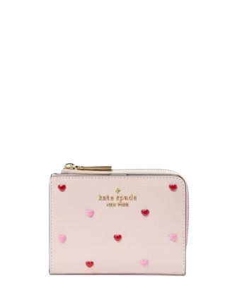 Kate Spade New York Boxed Madison Heart Studs Small L-Zip Wallet