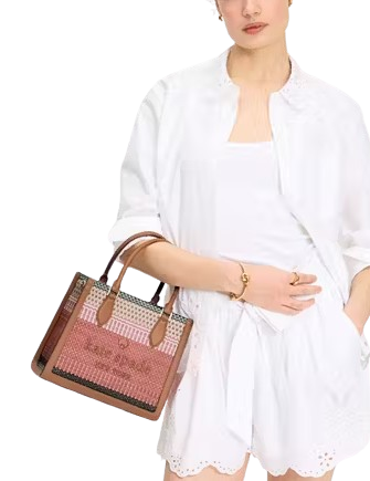 Kate Spade New York Ellie Straw Small Tote Pink