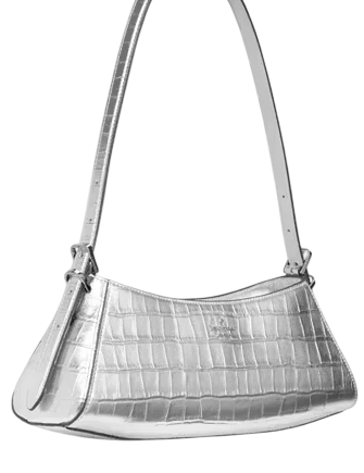 Kate Spade New York Frankie Metallic Croc Embossed Small East West Shoulder