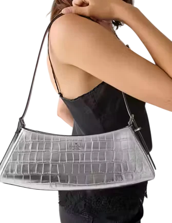 Kate Spade New York Frankie Metallic Croc Embossed Small East West Shoulder