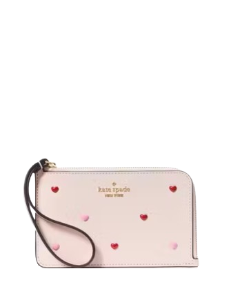 Kate Spade New York Lucy Heart Studs Small L-zip Wristlet