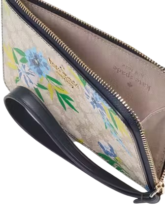 Kate Spade New York Lucy Spade Flower Floral Small L-zip Wristlet
