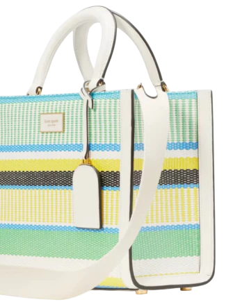 Kate Spade New York Manhattan Striped Woven Straw Small Tote
