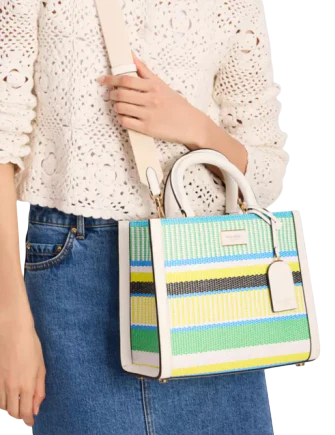 Kate Spade New York Manhattan Striped Woven Straw Small Tote