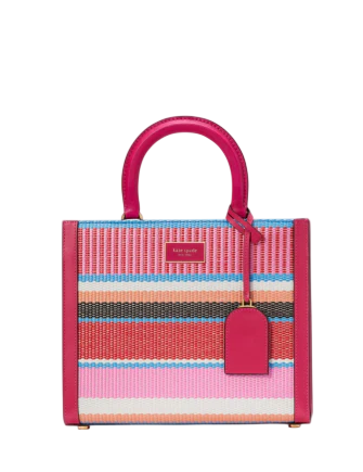 Kate Spade New York Manhattan Striped Woven Straw Small Tote