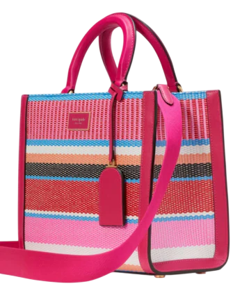 Kate Spade New York Manhattan Striped Woven Straw Small Tote