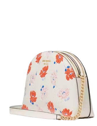 Kate Spade New York Morgan Dotty Floral Embossed Double-zip Dome Crossbody