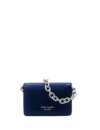 Kate Spade New York Natasha Metallic Pebbled Leather Chain Card Case Crossbody