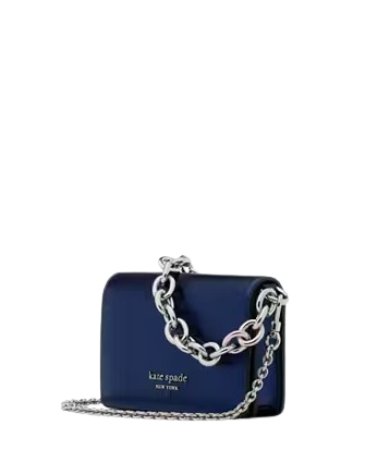 Kate Spade New York Natasha Metallic Pebbled Leather Chain Card Case Crossbody