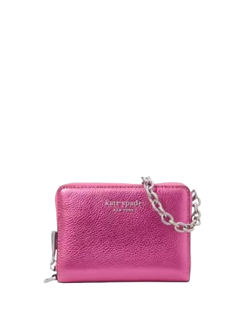Kate Spade New York Natasha Metallic Pebbled Leather Chain Compact Wristlet