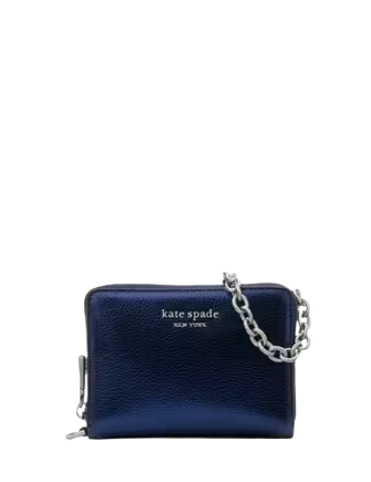 Kate Spade New York Natasha Metallic Pebbled Leather Chain Compact Wristlet