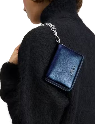 Kate Spade New York Natasha Metallic Pebbled Leather Chain Compact Wristlet