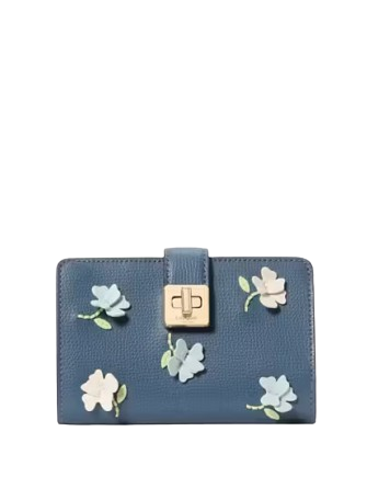 Kate Spade New York Phoebe Floral Applique Turnlock Medium Wallet