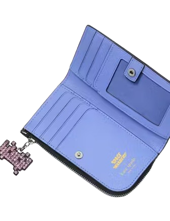 Kate Spade New York Space Invaders X Kate Spade New York Glitter Patent Small Slim Bifold Wallet