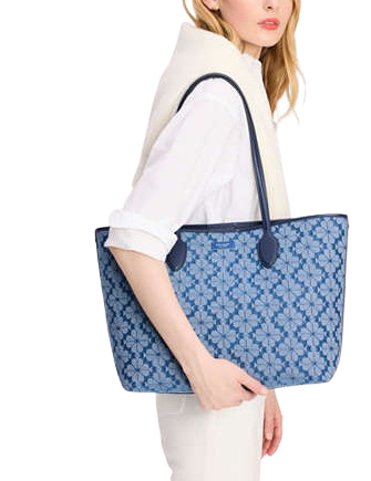 Kate Spade New York Spade Flower Jacquard Denim Bleecker Large Tote