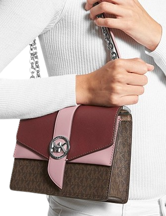 Michael Michael Kors Greenwich Small Two Tone Logo and Saffiano Leather Crossbody Bag