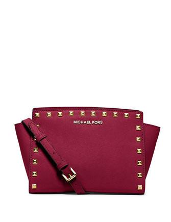 Michael Michael Kors Selma Medium Studded Saffiano Messenger