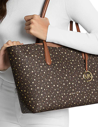 Michael Michael Kors Arden Large Printed Signature Logo Top-Zip Tote Bag