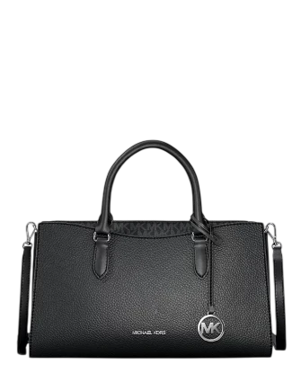 Michael Michael Kors Arden Medium Pebbled Leather and Signature Logo Top-Zip Satchel
