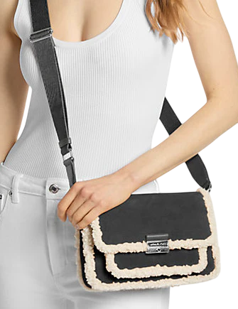 Michael Michael Kors Bradshaw Medium Suede and Faux Shearling Messenger Bag