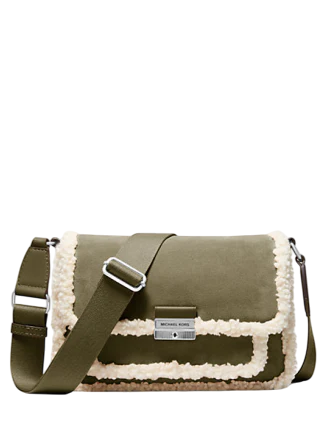 Michael Michael Kors Bradshaw Medium Suede and Faux Shearling Messenger Bag