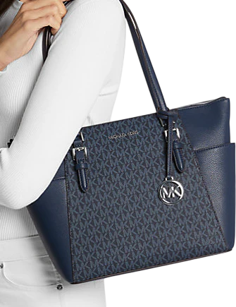 Michael Michael Kors Charlotte Large Logo and Leather Top-Zip Tote Bag