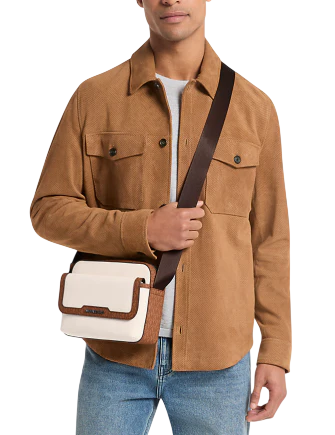 Michael Michael Kors Cooper Medium Pebbled Leather and Signature Logo Camera Crossbody Bag