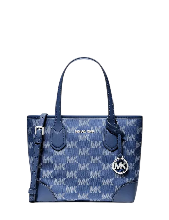 Michael Michael Kors Eva Extra-Small Logo Jacquard Denim Convertible Tote Bag