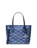 Michael Michael Kors Eva Extra-Small Logo Jacquard Denim Convertible Tote Bag