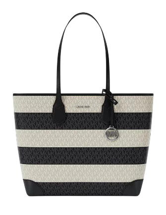 Michael Michael Kors Eva Large Striped Signature Logo Tote Bag
