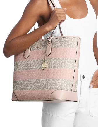 Michael Michael Kors Eva Large Striped Signature Logo Tote Bag