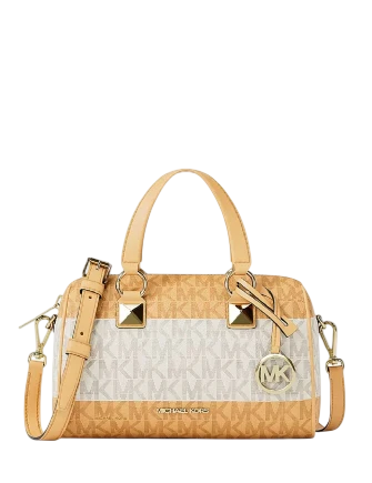 Michael Michael Kors Grayson Small Striped Signature Logo Duffel Crossbody Bag