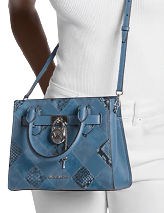 Michael Michael Kors Hamilton Small Patchwork and Snake Embossed Satchel