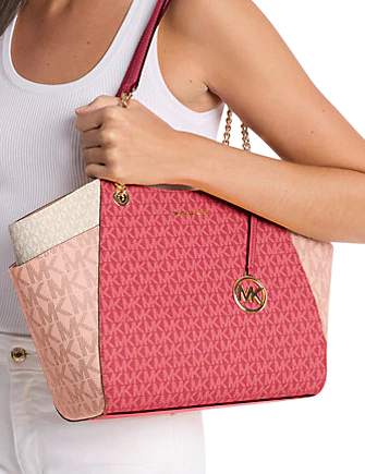 Michael Michael Kors Jet Set Large Color-Block Signature Logo Tote Bag