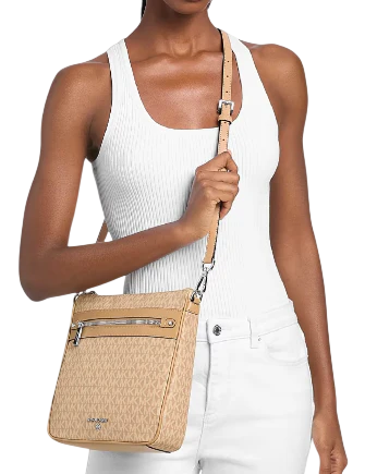 Michael Michael Kors Jet Set Large Logo Print Woven Crossbody Bag