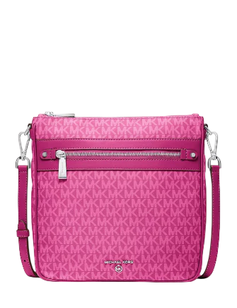 Michael Michael Kors Jet Set Large Logo Print Woven Crossbody Bag