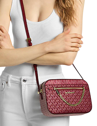 Michael Michael Kors Jet Set Large Metallic Signature Logo Crossbody Bag