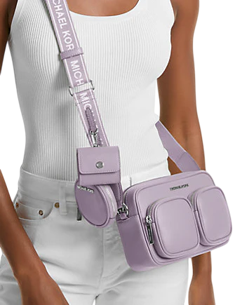 Michael Michael Kors Jet Set Leather Medium Crossbody Bag with Case for Apple Airpods Pro