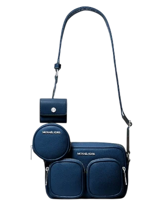 Michael Michael Kors Jet Set Leather Medium Crossbody Bag with Case for Apple Airpods Pro