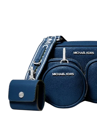 Michael Michael Kors Jet Set Leather Medium Crossbody Bag with Case for Apple Airpods Pro