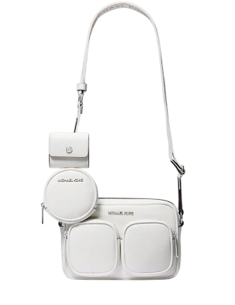 Michael Michael Kors Jet Set Leather Medium Crossbody Bag with Case for Apple Airpods Pro