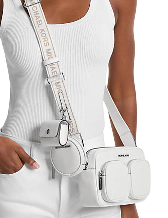 Michael Michael Kors Jet Set Leather Medium Crossbody Bag with Case for Apple Airpods Pro