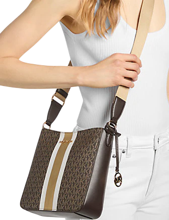 Michael Michael Kors Jet Set Small Signature Logo Stripe Crossbody Bag
