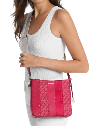 Michael Michael Kors Jet Set Small Studded Patchwork and Signature Logo Crossbody