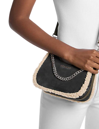 Michael Michael Kors Jet Set Small Suede and Faux Shearling Convertible Crossbody Bag