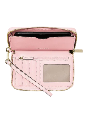 Michael Michael Kors Jet Set Travel Large Logo Jacquard Denim Smartphone Wallet