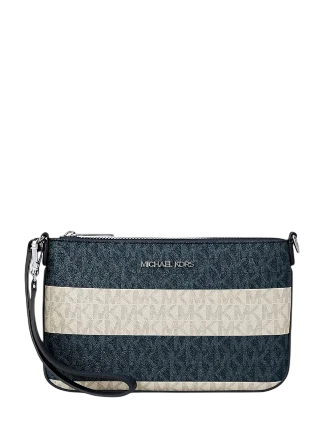 Michael Michael Kors Jet Set Travel Small Striped Signature Logo Convertible Wristlet