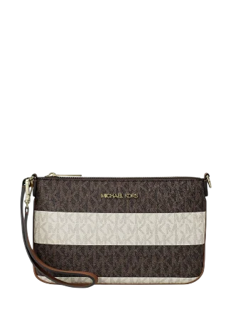 Michael Michael Kors Jet Set Travel Small Striped Signature Logo Convertible Wristlet